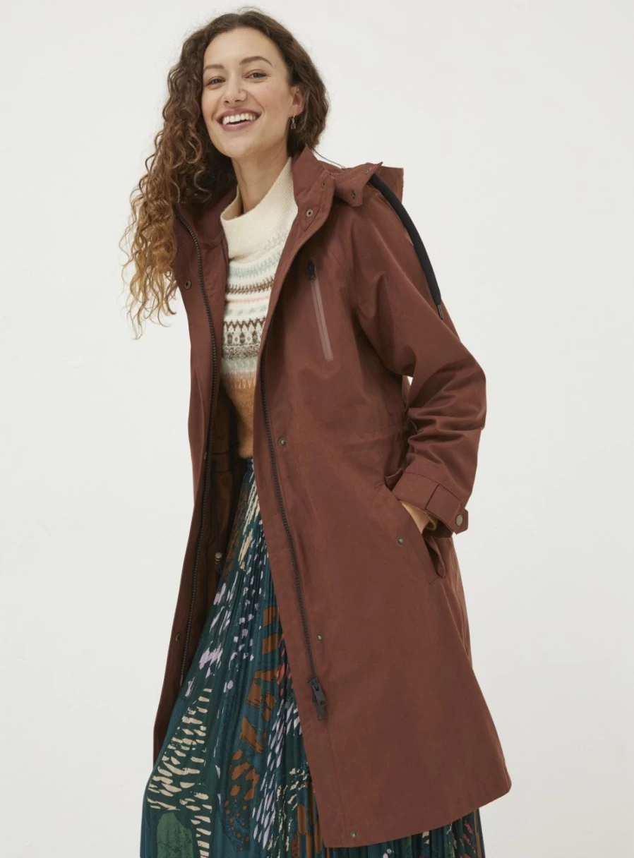 FatFace Women's Juno Waterproof Longline Coat - Lightweight Raincoat for Outdoor Activities