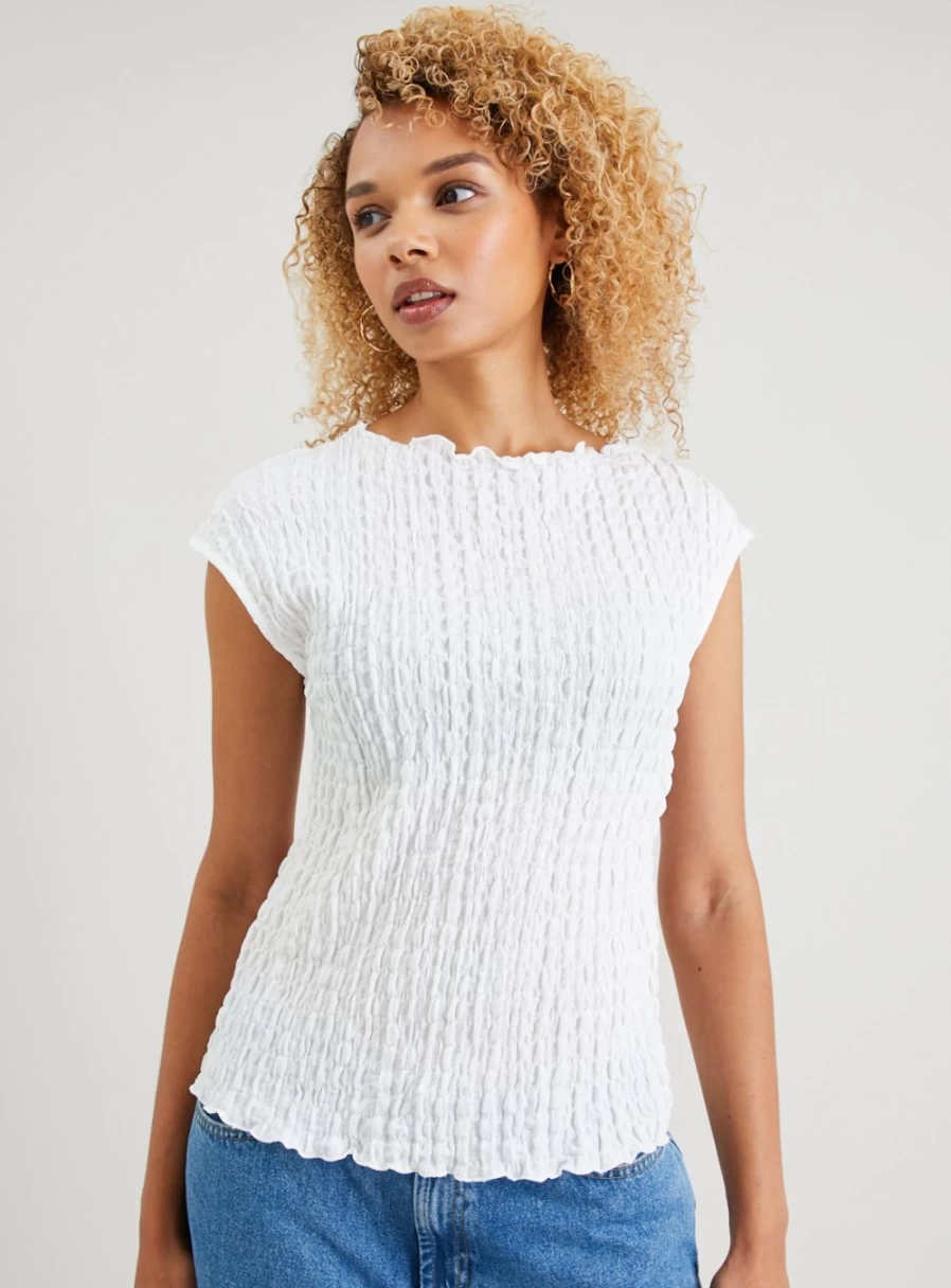 "Tu Women's White Crinkle Top 8 - Stylish Blouse for Women"