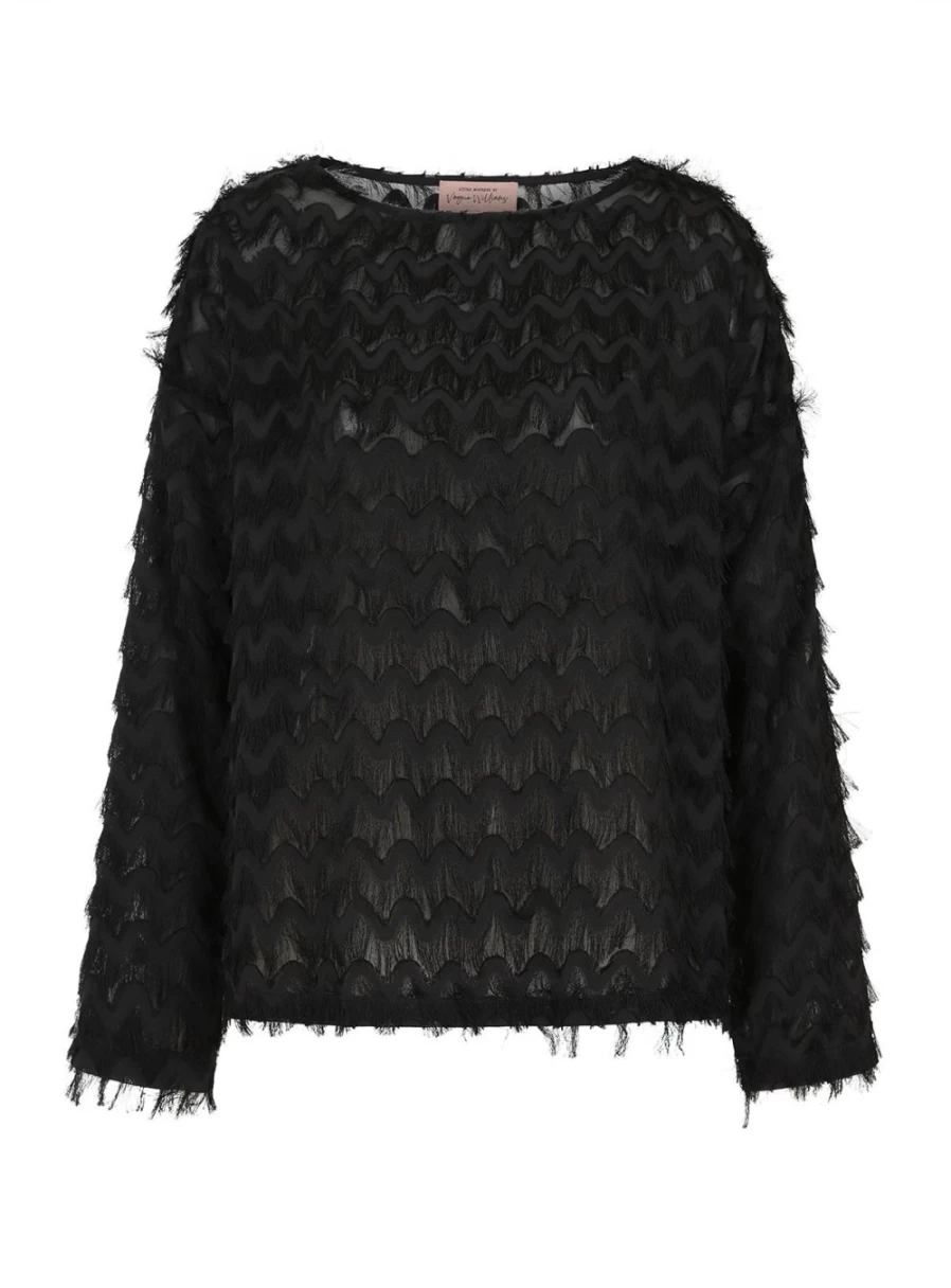 Vogue Williams Women's Black Eyelash Embellished Top L