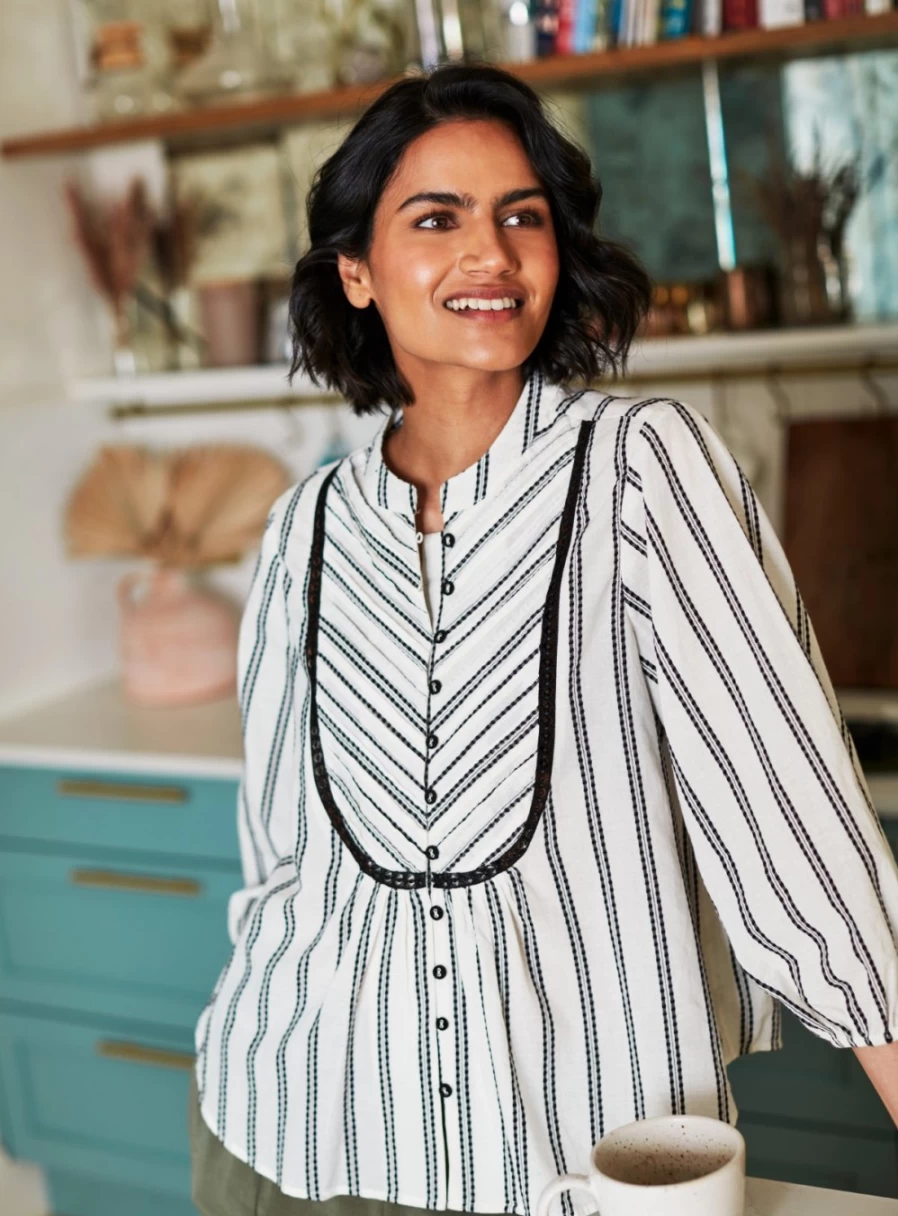 Thought Women's Lucilla Organic Cotton Striped Blouse - Size 16