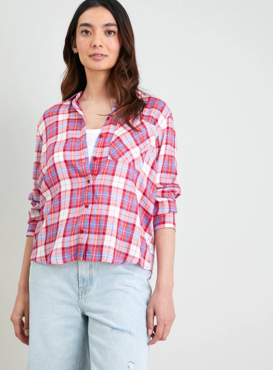 Tu Women's Bright Check Relaxed Fit Casual Shirt - Comfortable Stylish Top for Everyday Wear