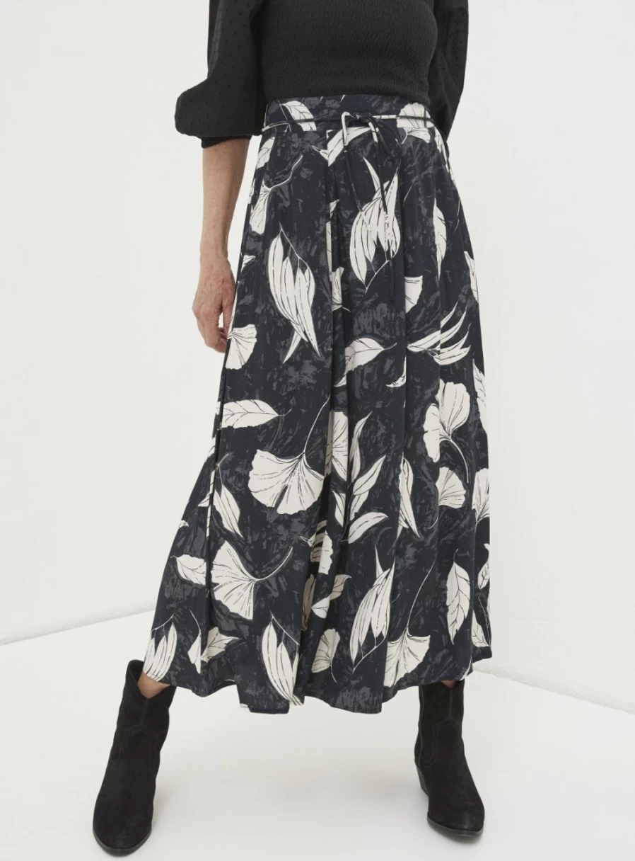 FatFace Women's Mason Twilight Leaves Midi Skirt - Floral Print Summer Skirt Size 20