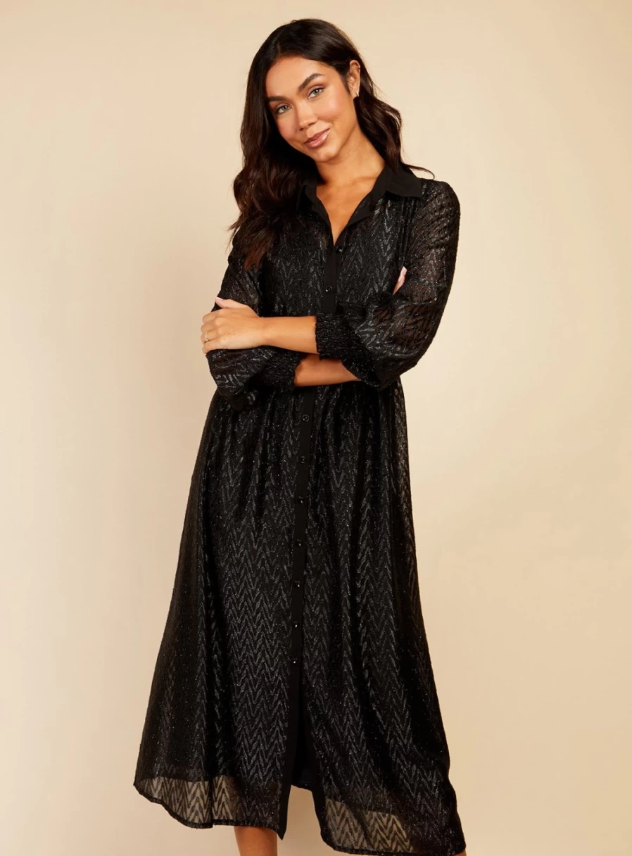 Vogue Women's Metallic Print Midaxi Dress - Fashionable 8 Length Style