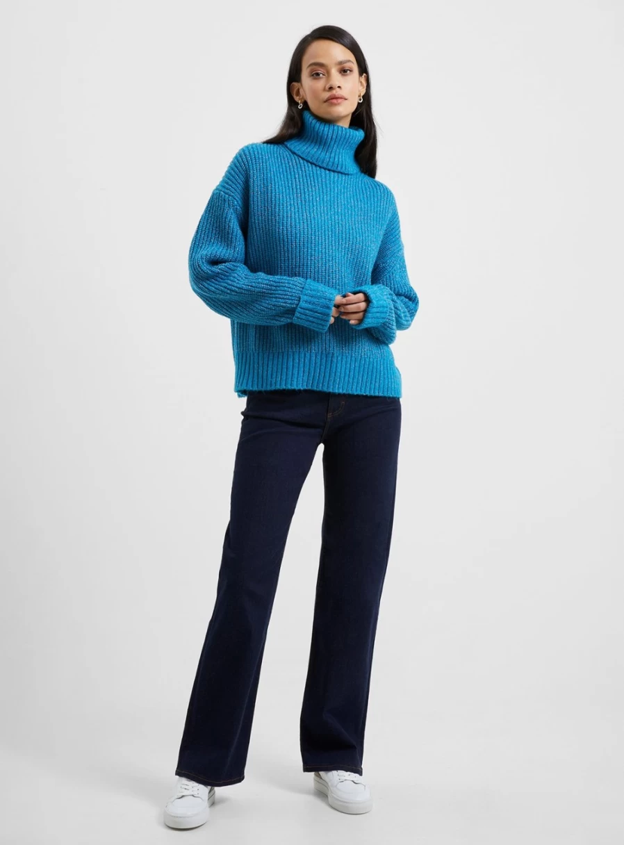 French Connection Women's Jayla High Neck Roll Neck Sweater - Soft Knit Pullover Top