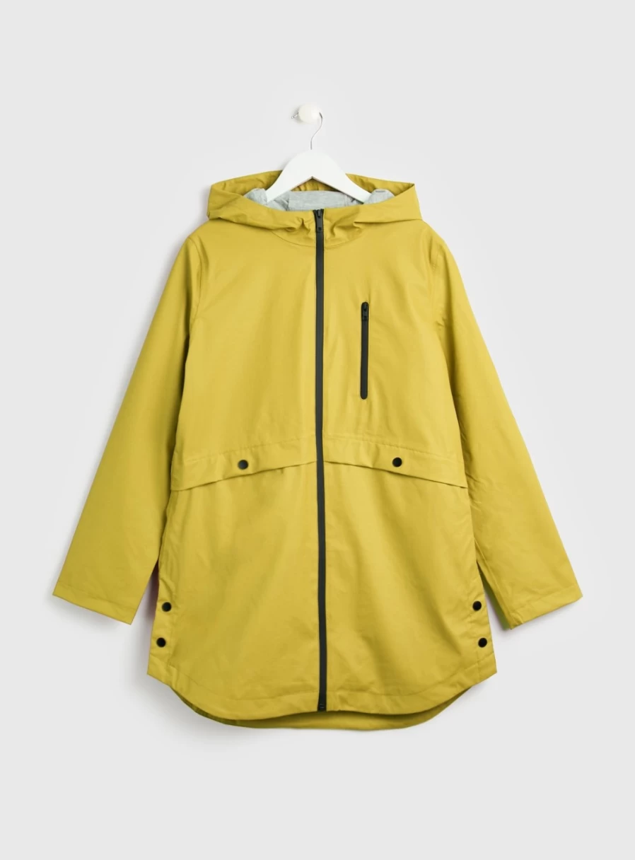 "Tu Women's Lightweight Yellow Rubber Raincoat - Size 14 Waterproof Jacket"