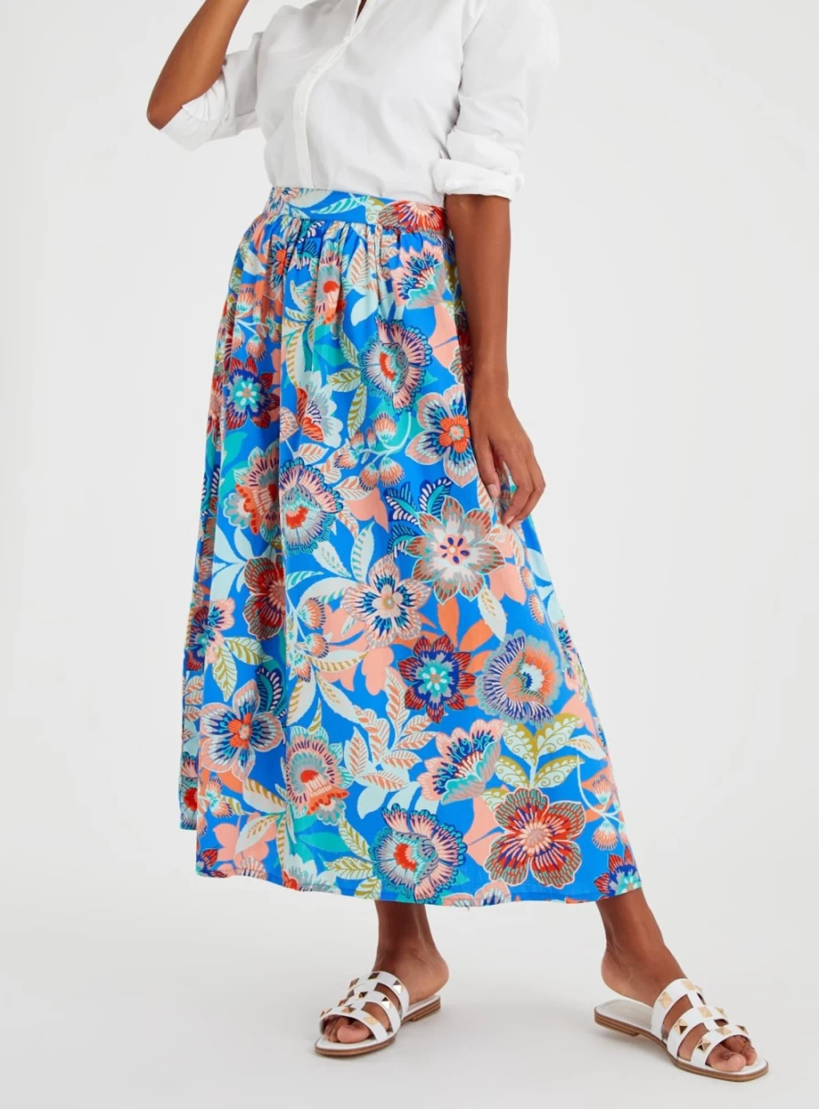 "Tu Women's Blue Floral Print Full Skirt - Size 22"