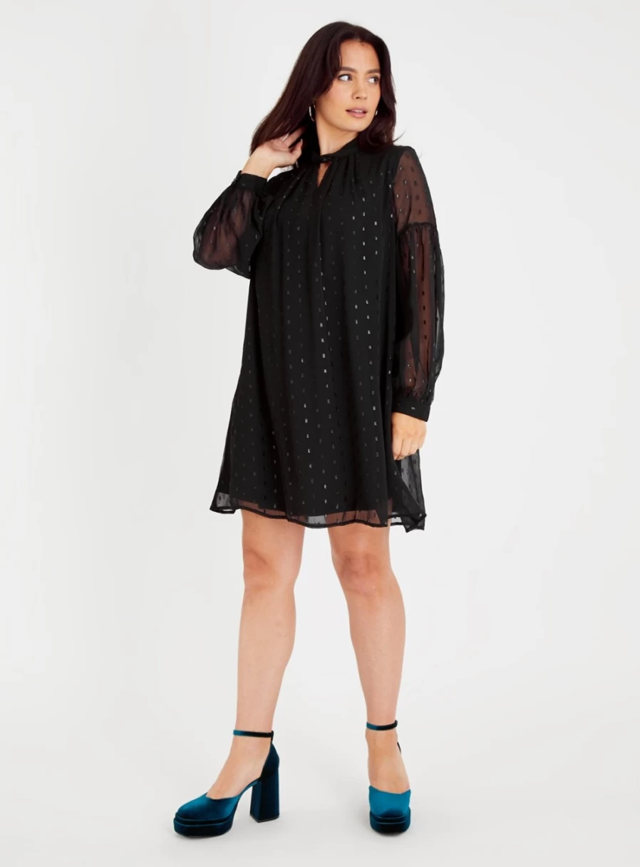 Tu Women's Black Sparkle Twist Neck Mini Dress - Elegant Party & Evening Wear