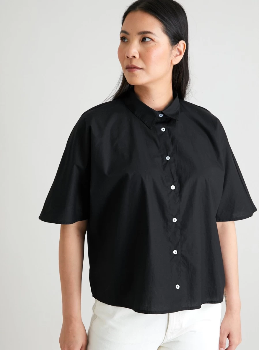 Tu Women's Black Oversized Boxy Fit Shirt - Stylish Loose Casual Top Size 16