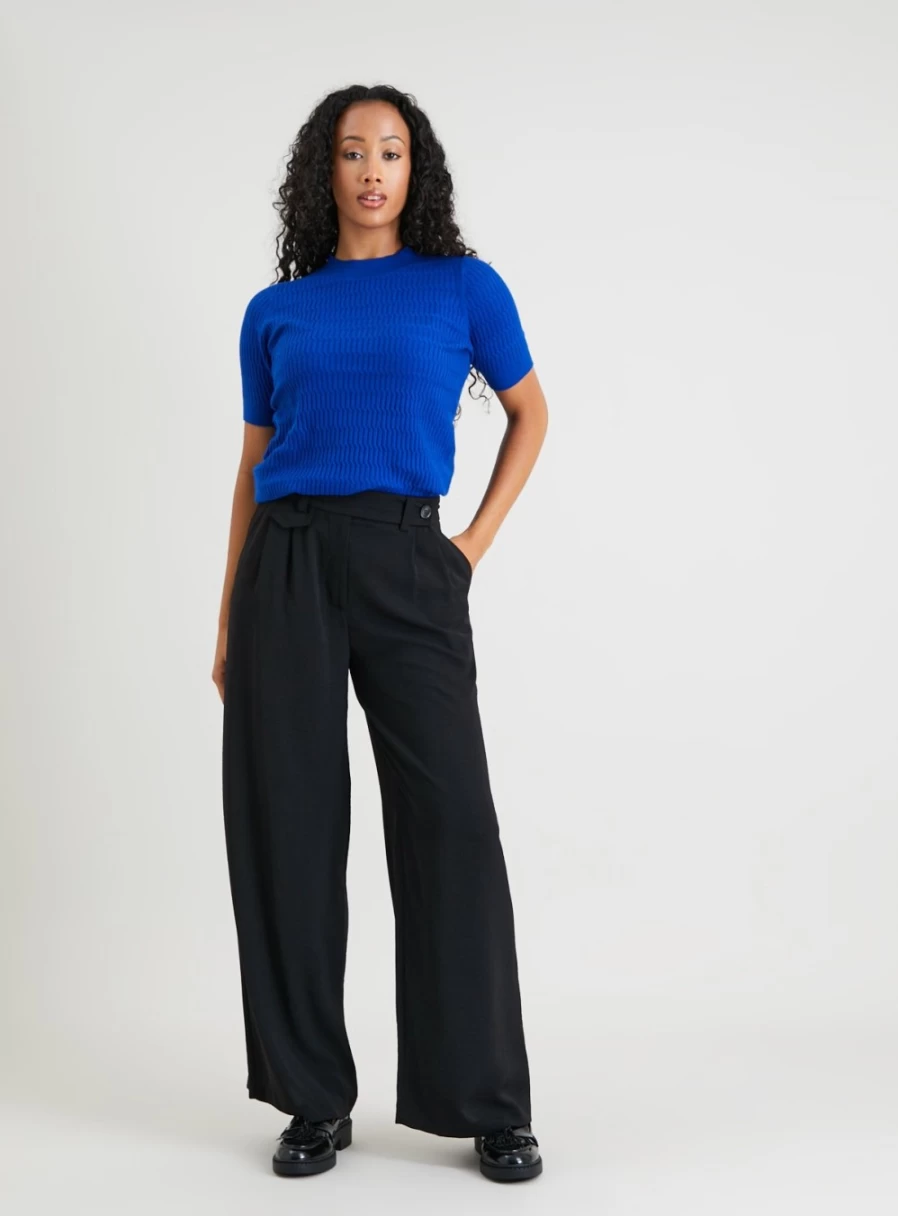 Tu Women's Bright Blue Mini Cable Knit Top - Stylish & Comfortable