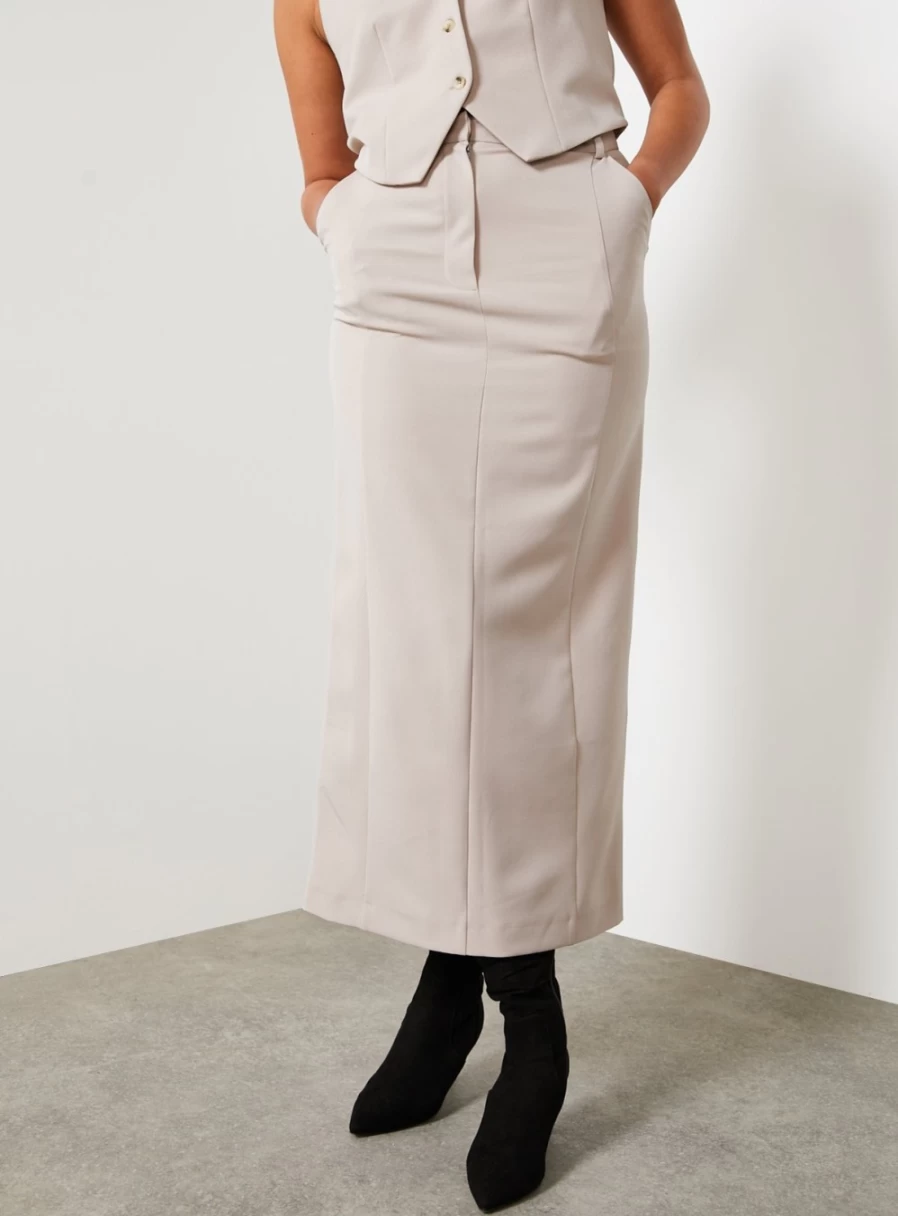 For All The Love Women's Stone Smart Midaxi Skirt - Stylish 18" Flared Skirt for Women