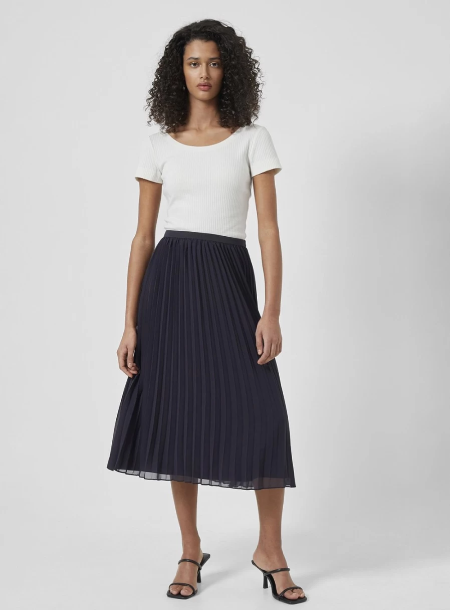French Connection Women's XL Pleated Solid Skirt - Elegant High Waist A-Line Skirt for Women