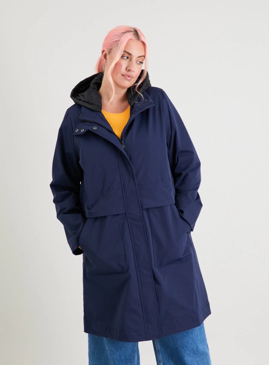 "Tu Women's Navy Hooded Parka Coat – Stylish Winter Jacket for Cold Weather"