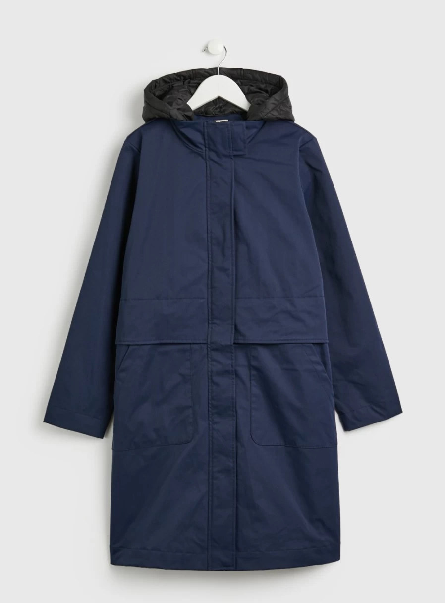 "Tu Women's Navy Hooded Parka Coat – Stylish Winter Jacket for Cold Weather"