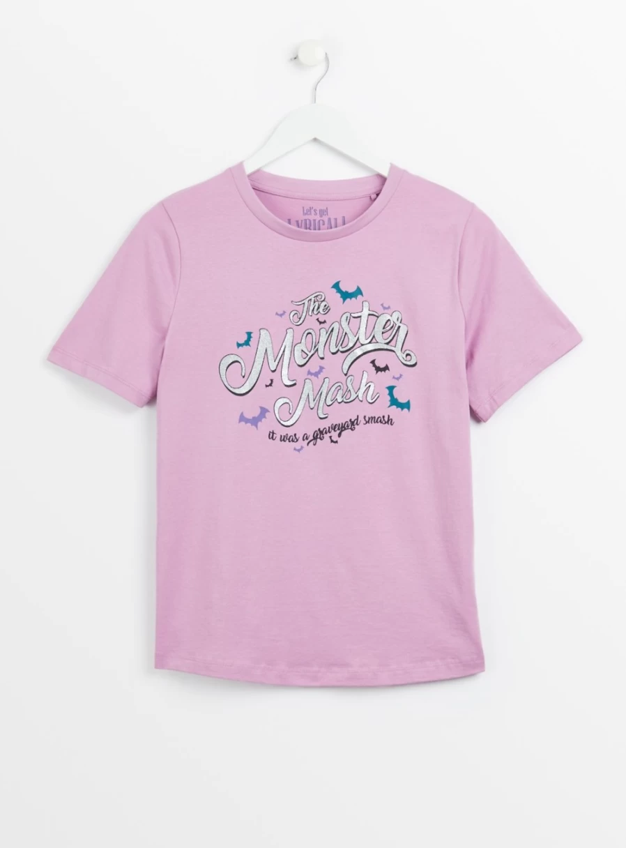 Tu Women's Lilac Monster Mash Graphic Print T-Shirt - Stylish Casual Top