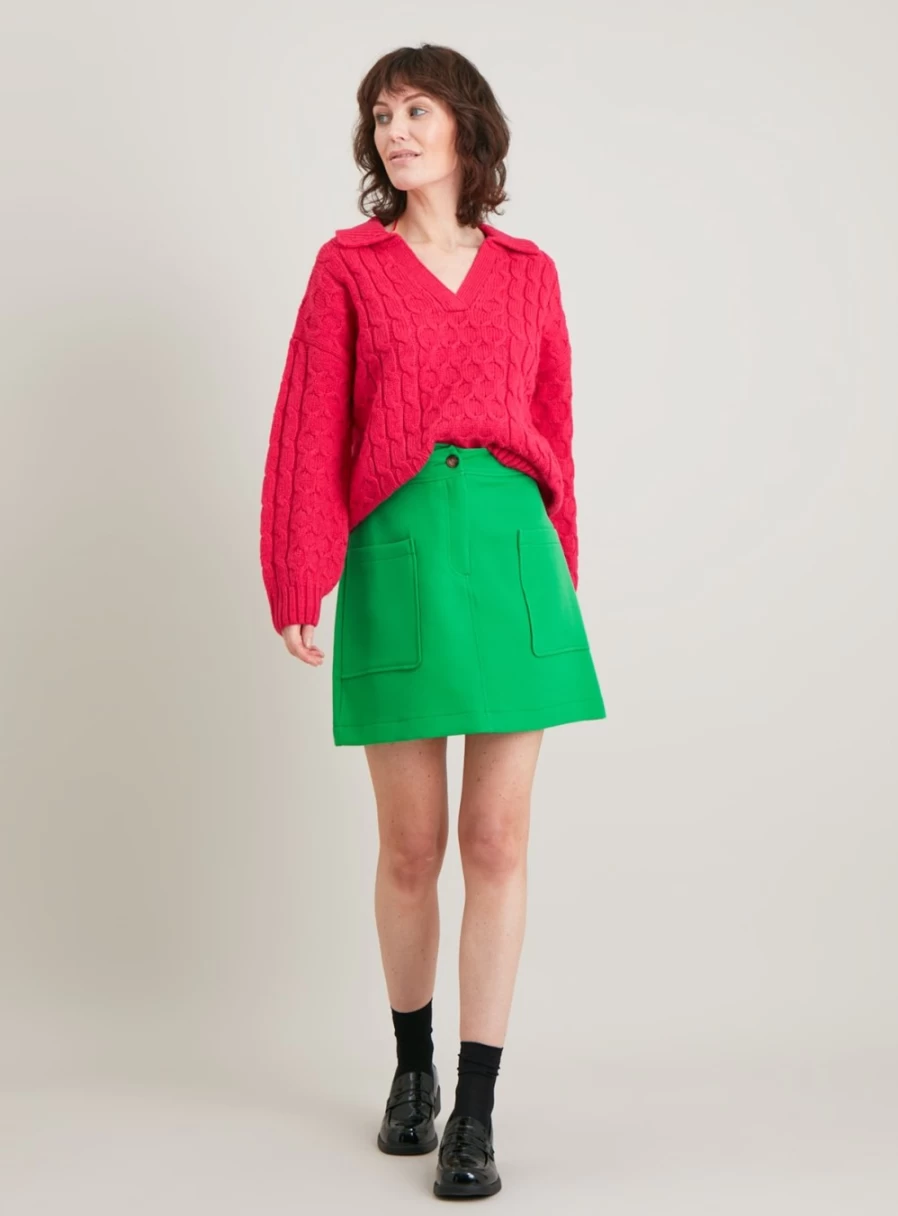 Tu Women's Green A-Line Mini Skirt - Size 16 | Stylish Casual Short Skirt for Women
