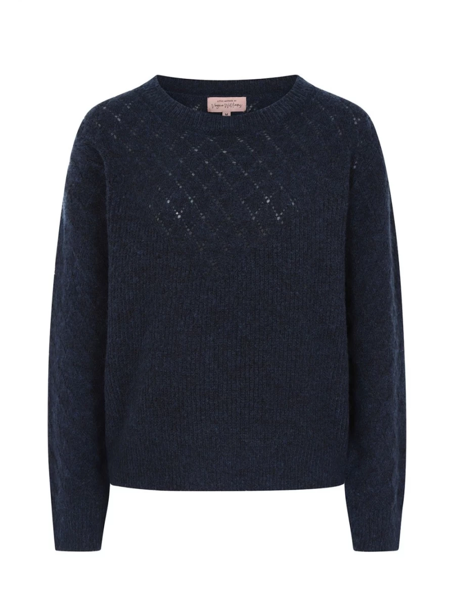 Vogue Women's Navy Blue Knit Jumper Sweater Size L