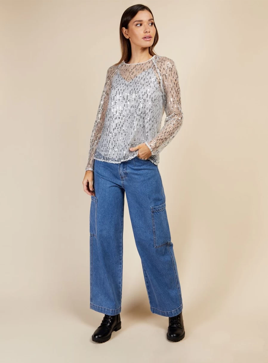 Vogue Williams Women's Blue Cargo Jeans - Size 16 Stylish Casual Wear