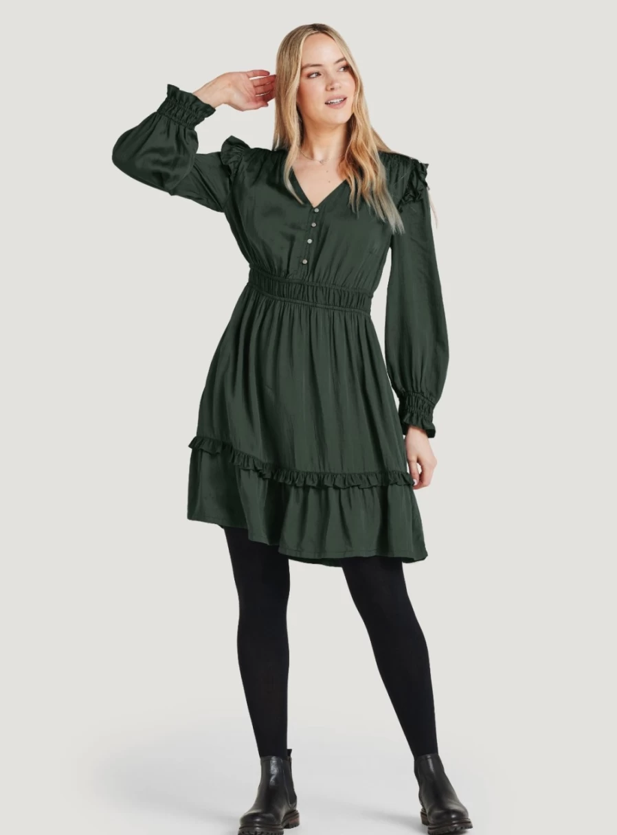 Thought Women's Florna Tencel Shirred Dress - Size 16, Sustainable Boho Style