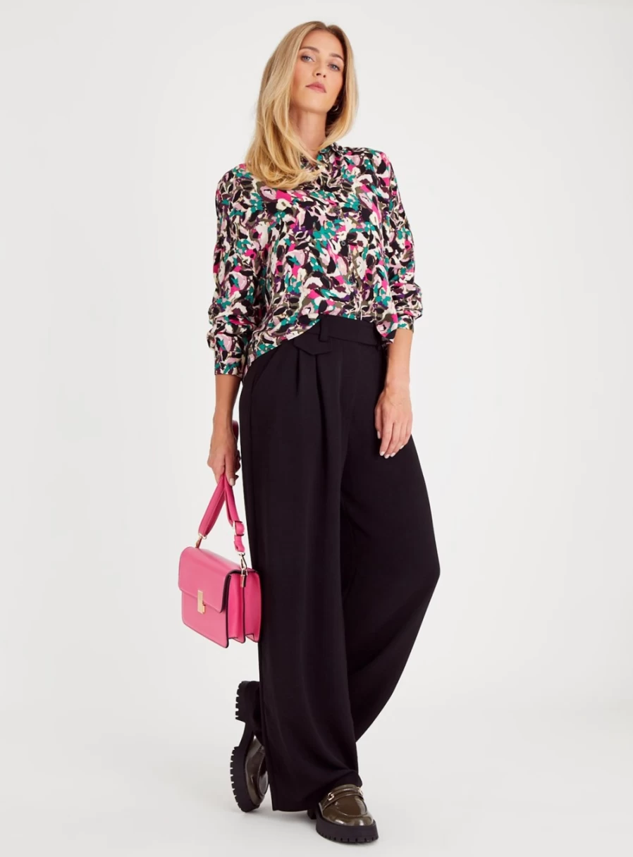 "Tu Women's Abstract Floral Relaxed Fit Shirt - Casual Comfort Top"