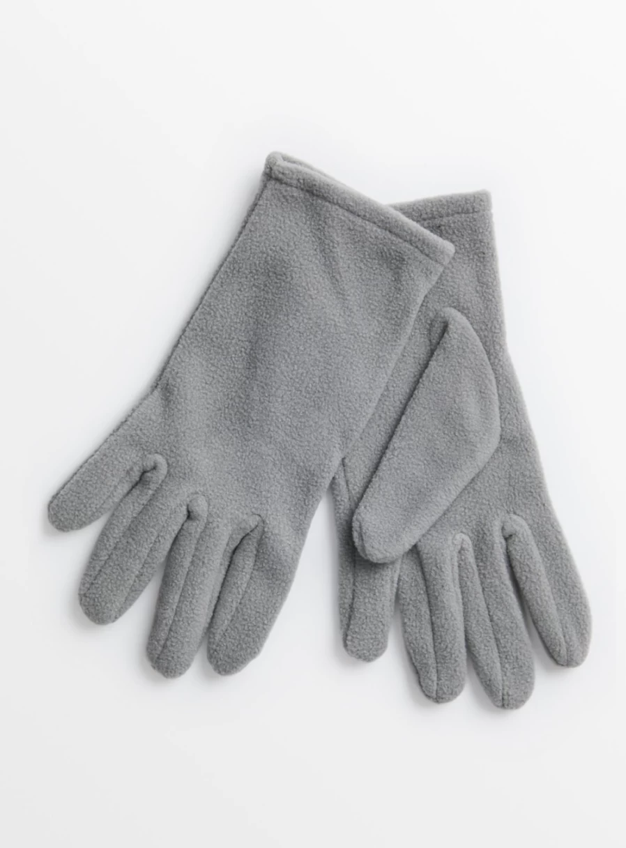 Tu Women's Thinsulate Grey Fleece Gloves - One Size, Warm Winter Gloves for Women