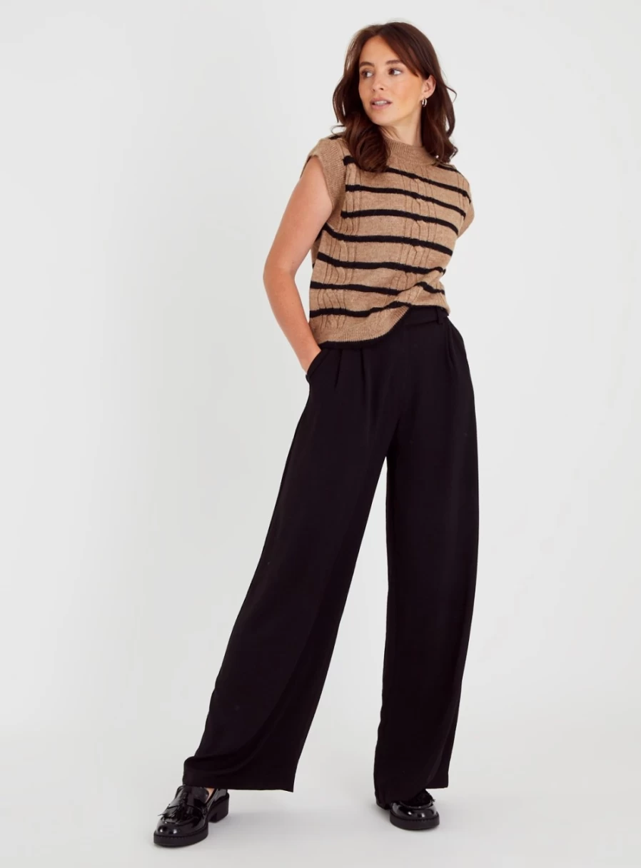 "Tu Women's Tan Striped Sleeveless Knit Top - Summer Casual Fashion"