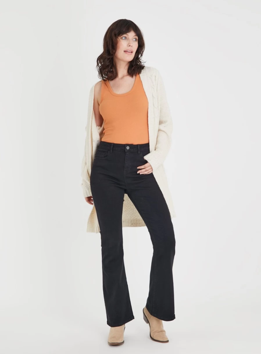Tu Women's Black Kick Flare Stretch Jeans - Size 18R High Waist Bootcut Denim Pants