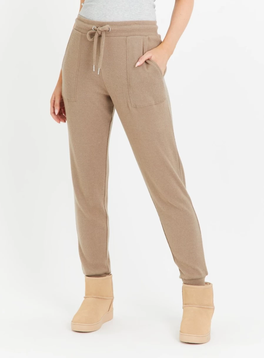 TU Women's Tan Soft Touch Coordinated Joggers - Comfortable Stretch Fit Lounge Pants