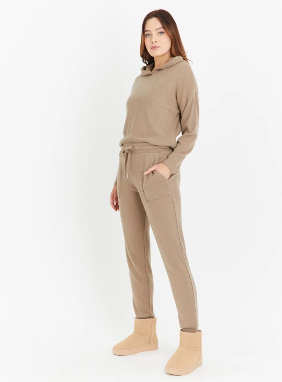 TU Women's Tan Soft Touch Coordinated Joggers - Comfortable Stretch Fit Lounge Pants