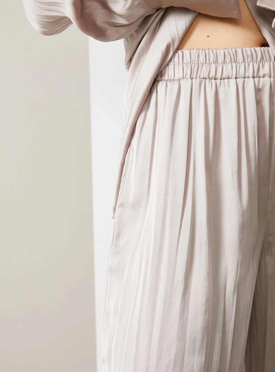 "For All The Love Women's Brown Crushed Satin Wide Leg Co-Ord Set"