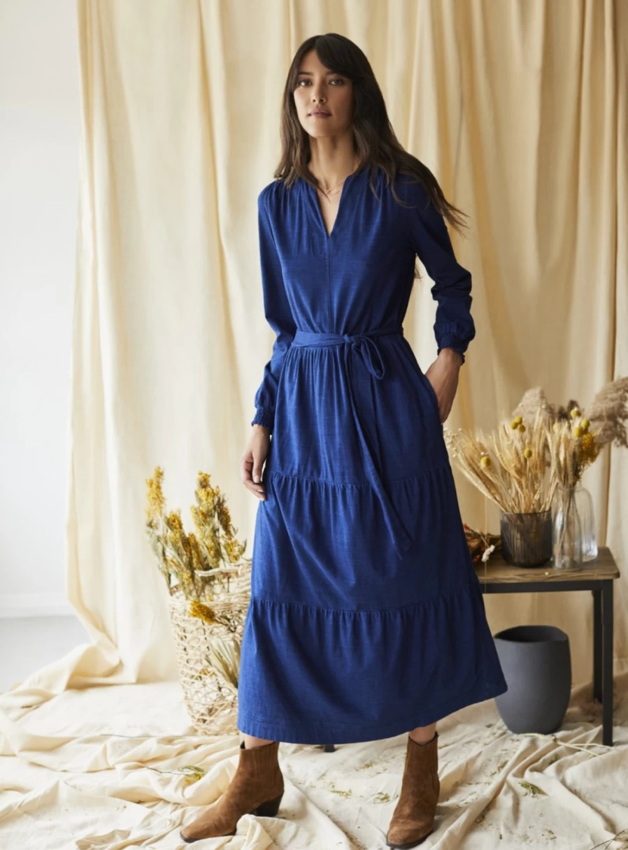 Thought Women's Amara Denim Jersey Wrap Dress - Sustainable Casual Style