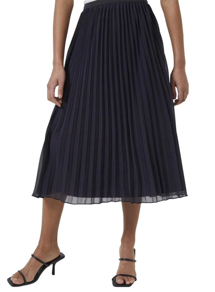 French Connection Women's Pleated Solid Midi Skirt - Classic Fit Mid-Length Style