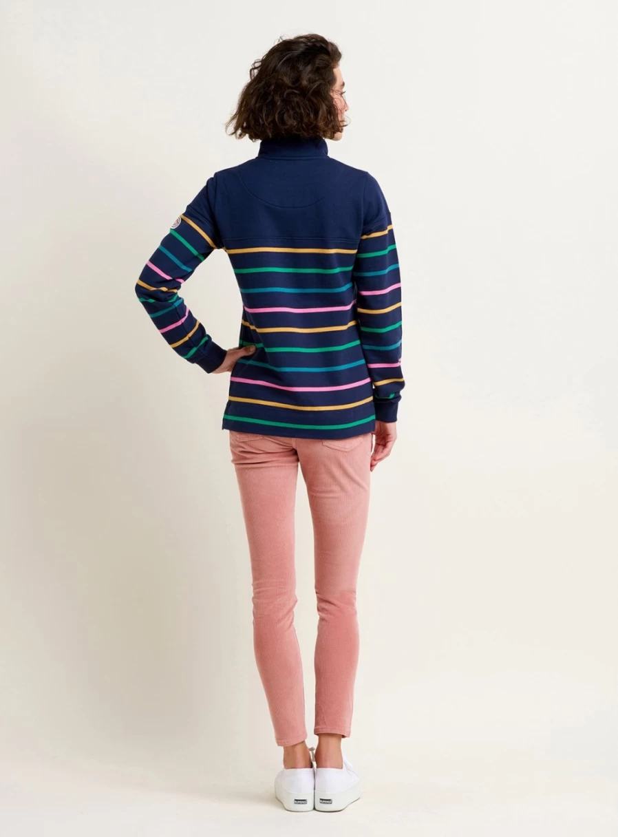 Brakeburn Women's Navy Blue Quarter Zip Sweatshirt | Comfortable Pullover Sweater