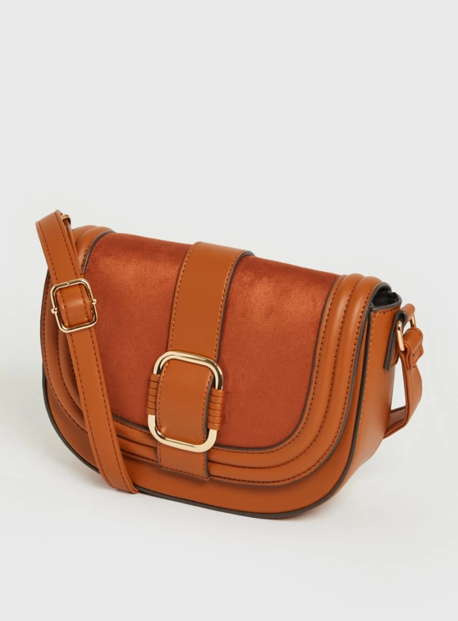 TU Women's Leather Crossbody Saddle Bag - Stylish & Compact Handbag for Everyday Use