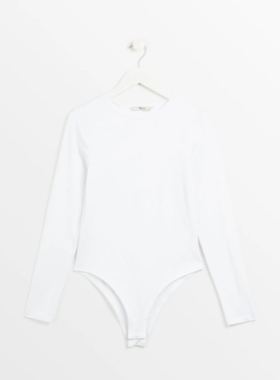 Tu Women's White Long Sleeve Bodysuit - Comfortable & Stylish Basic Lingerie Top