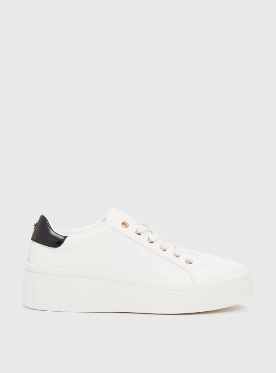 Tu Women's White Faux Leather Wedge Trainers - Comfortable Slip-On Sneakers Size 4