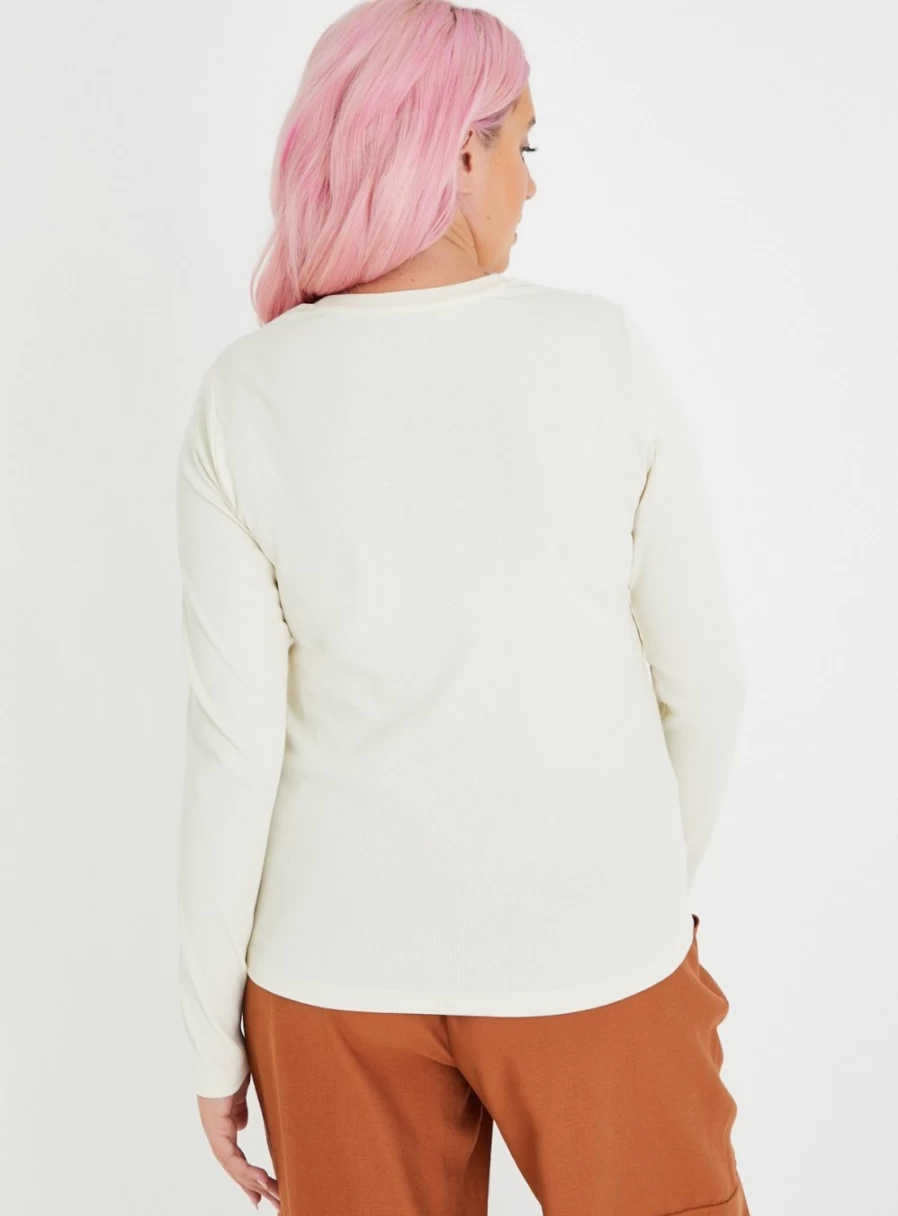 Tu Women's Cream Slim Fit Crew Neck T-Shirt 2024 - Soft Basic Top