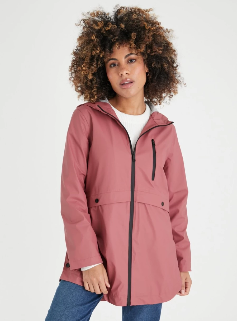 Tu Petite Women's Lightweight Pink Rubber Raincoat - Size 8 Petite Waterproof Jacket