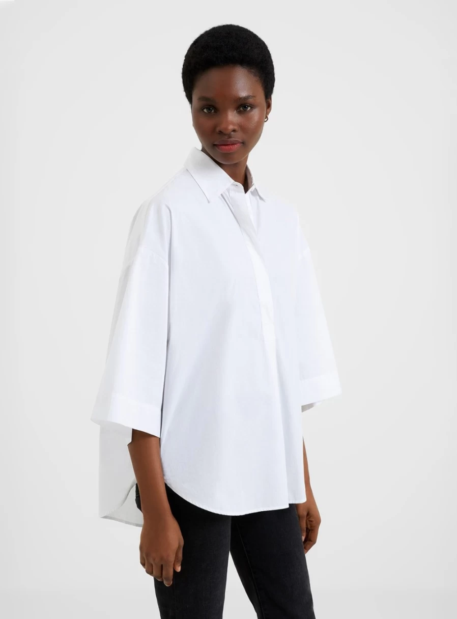 French Connection Women's Rhodes Short Sleeve Poplin Popover Shirt