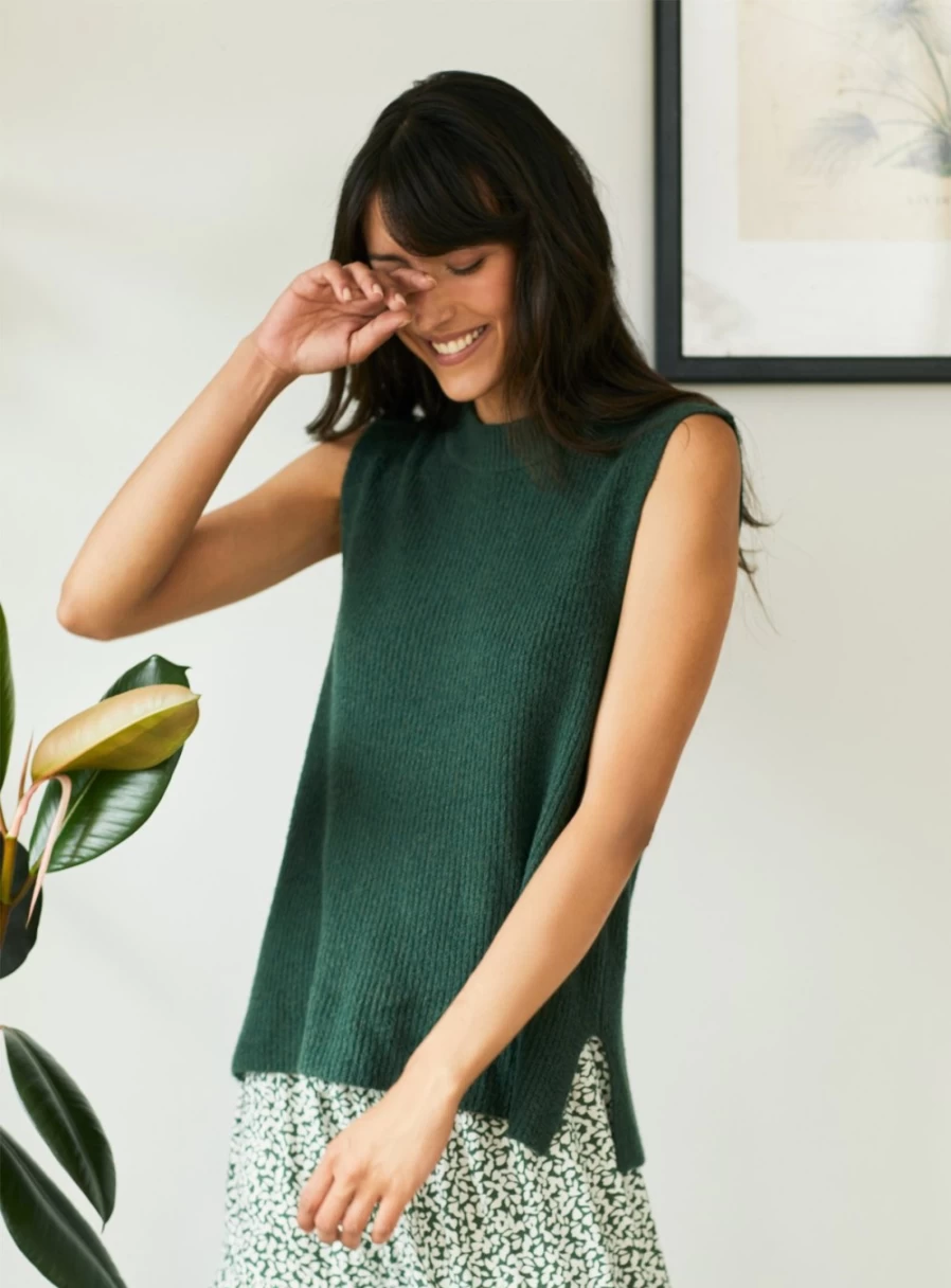 Thought Women's Armabelle Organic Cotton Fluffy Knitted Vest - Sustainable Winter Wear
