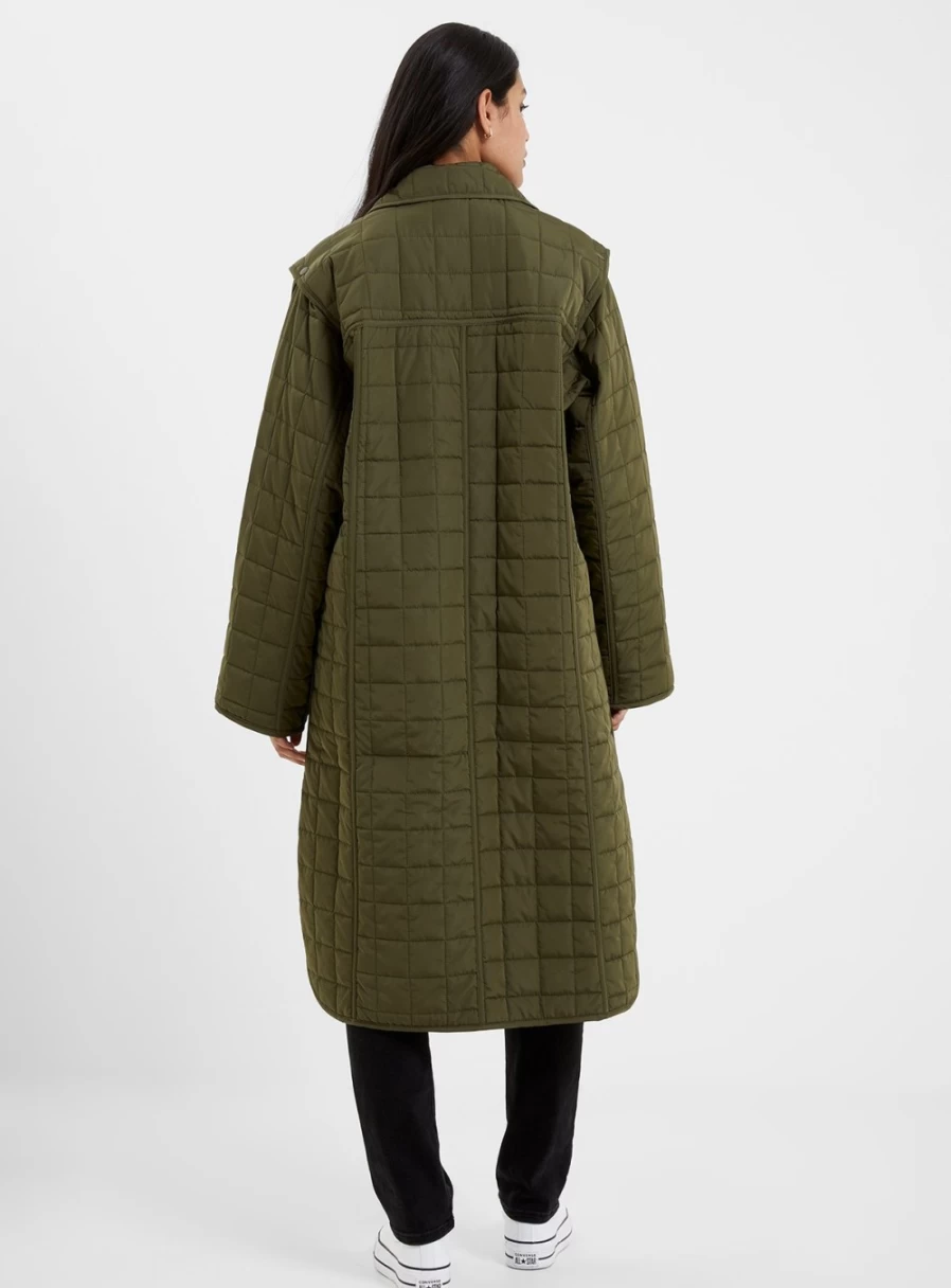 French Connection Women's Aris Quilted Edge Coat - Medium/Large Size Winter Jacket