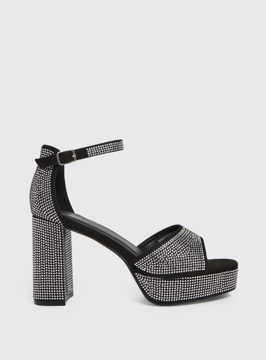 Tu Women's Silver Diamante Platform Sandals - Size 6 Glamorous High Heel Wedding Party Shoes