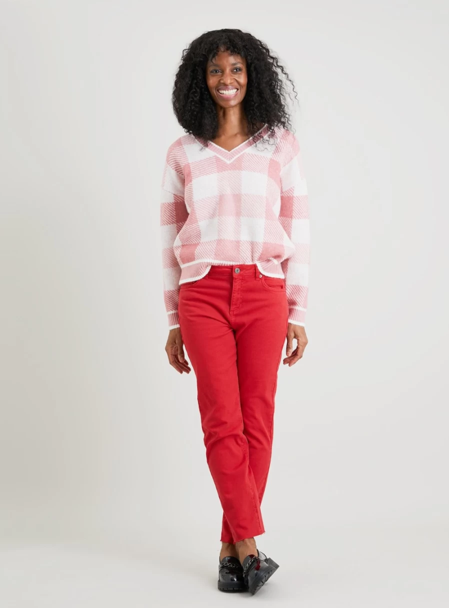 Tu Women's Red Vintage High-Waisted Straight Leg Jeans - Size 14R Retro Denim Pants