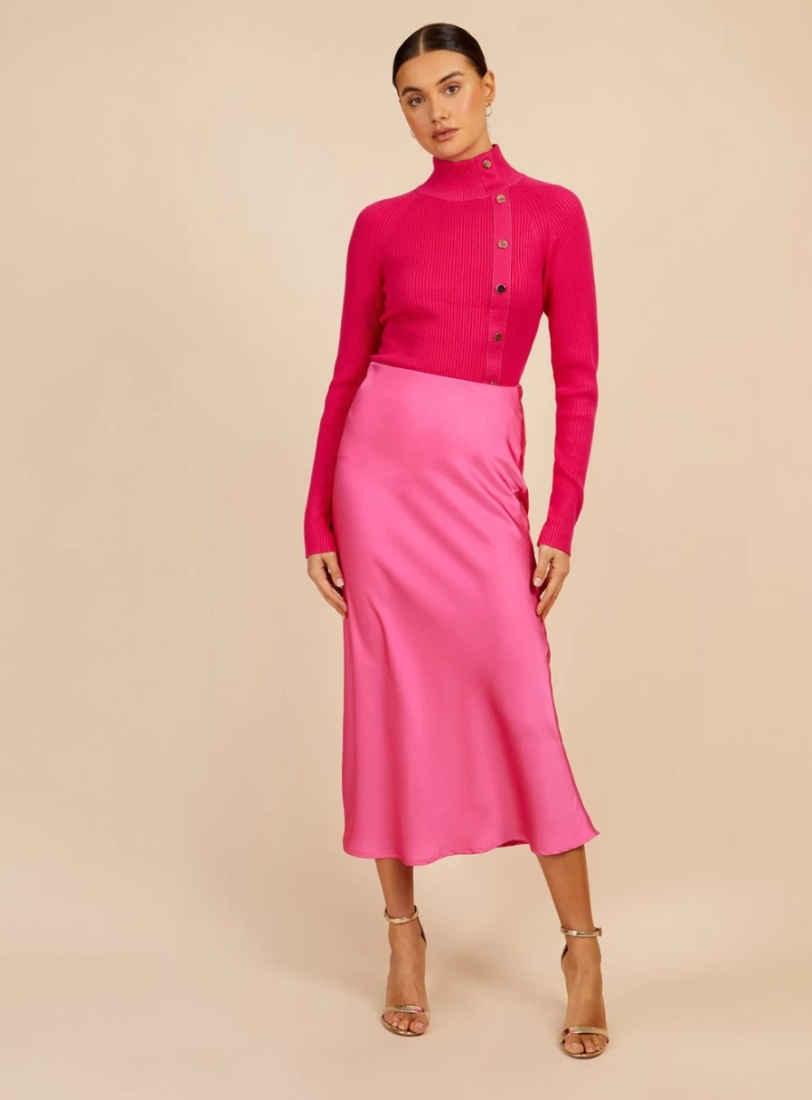 Vogue Williams Women's Pink Satin Skirt - Size 16 Elegant Party Wear