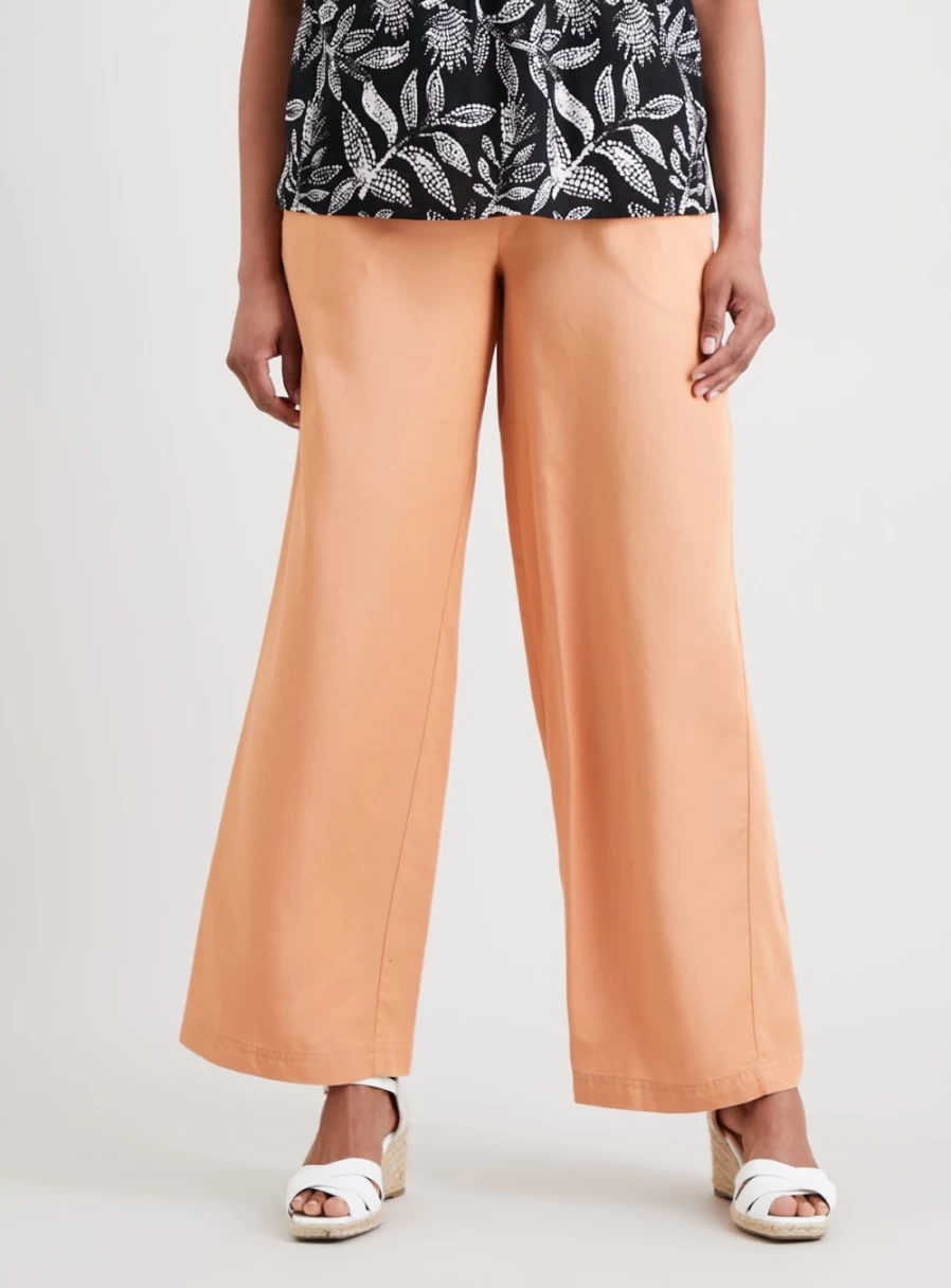 "Tu Women's Peach Wide Leg Trousers - Soft Tencel Lyocell Fabric - Comfortable 8S Style"