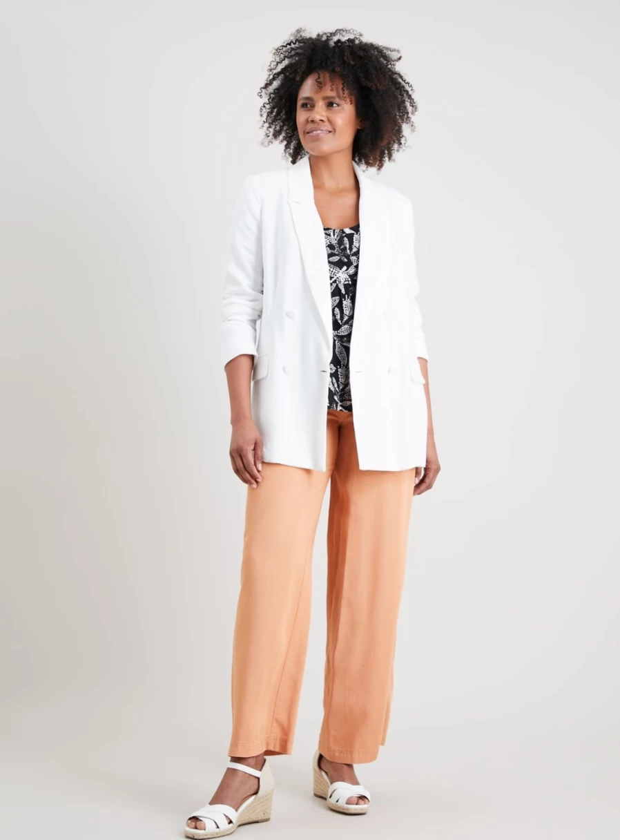 "Tu Women's Peach Wide Leg Trousers - Soft Tencel Lyocell Fabric - Comfortable 8S Style"