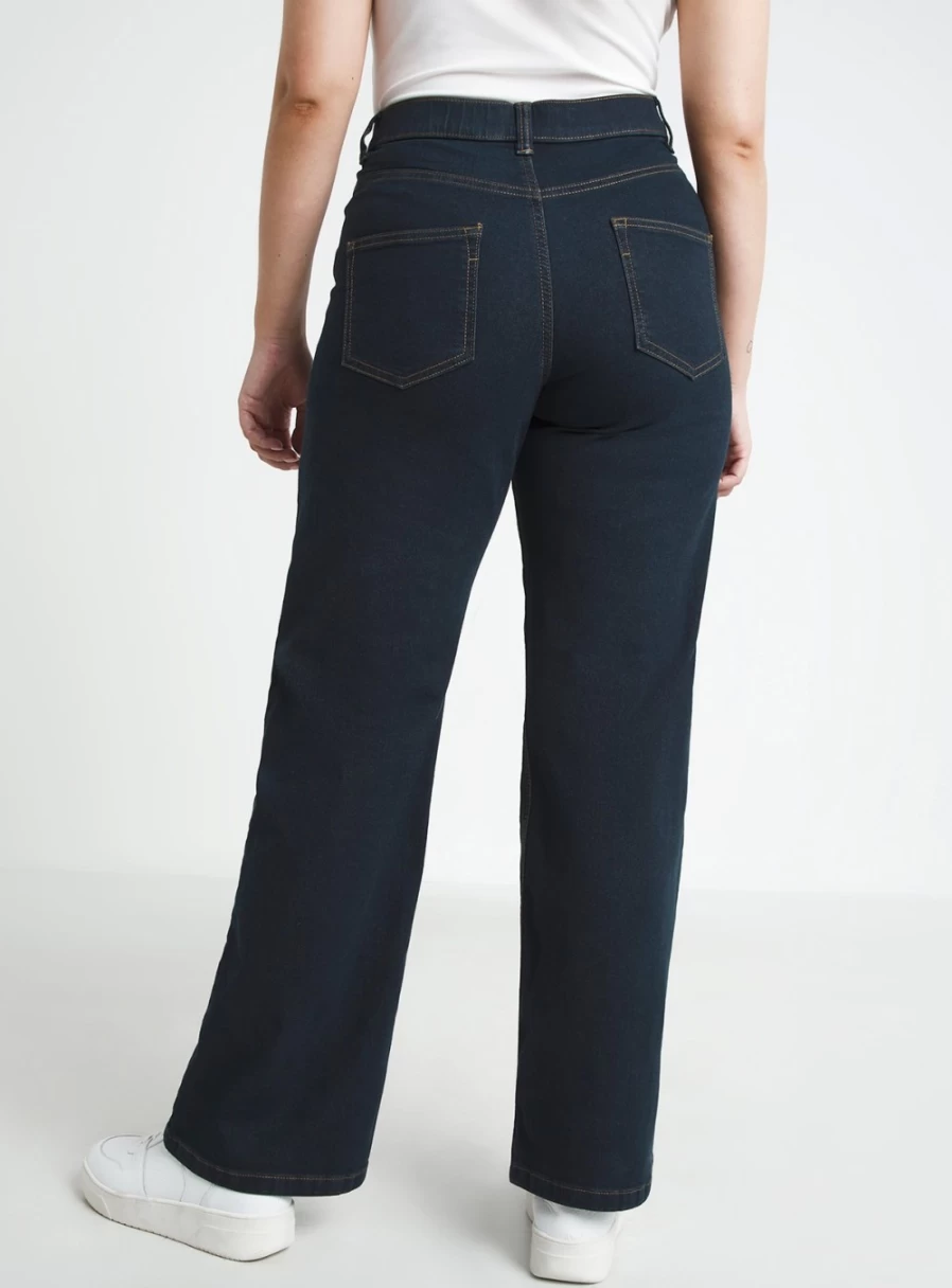 Simply Be Women's 24/7 Indigo Wide Leg Jeans - Size 32 Comfort Fit Denim Pants