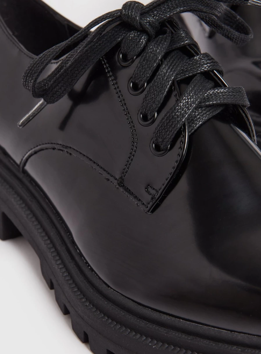 "TU Women's Black Chunky Sole Lace-Up Sneakers - Stylish Comfort Footwear"