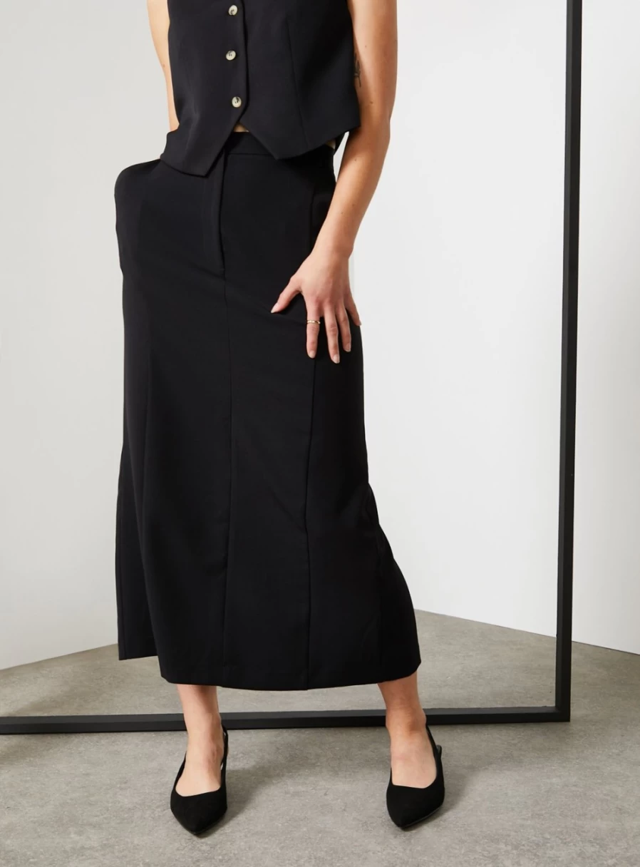For All The Love Women's Black Smart Midaxi Skirt - Size 10 | Stylish & Elegant Midi Skirt