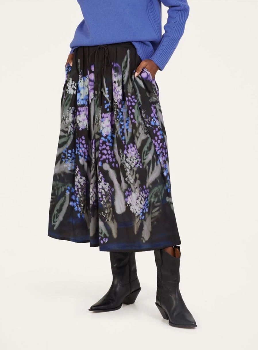 Thought Women's Sylva Tencel Crepe Midi Skirt - Sustainable Eco-Friendly A-Line Skirt