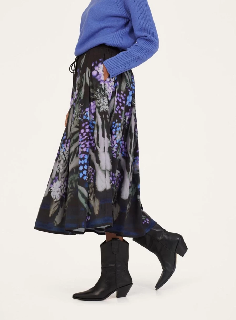 Thought Women's Sylva Tencel Crepe Midi Skirt - Sustainable Eco-Friendly A-Line Skirt